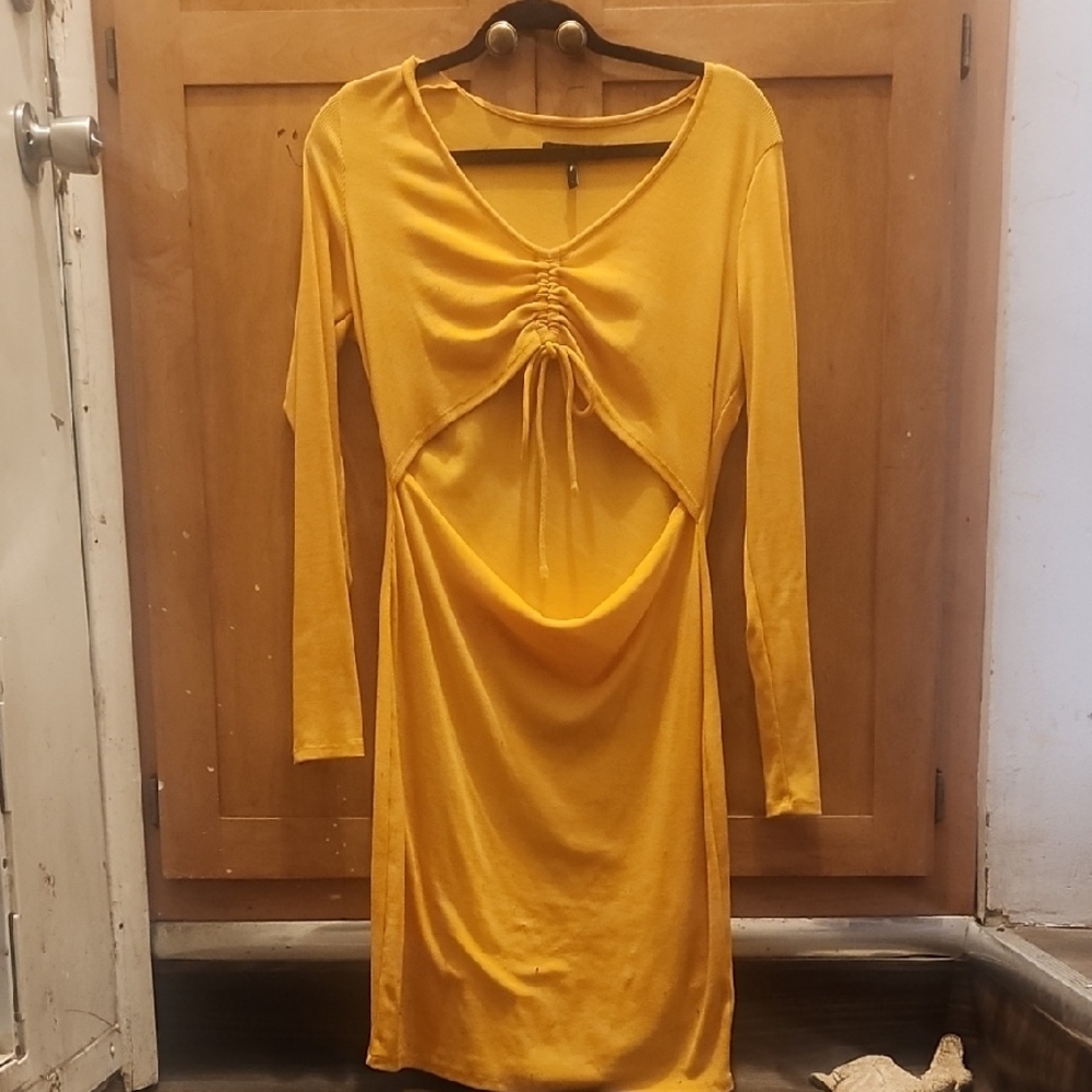 BCBG Mustard Long-Sleeve Dress